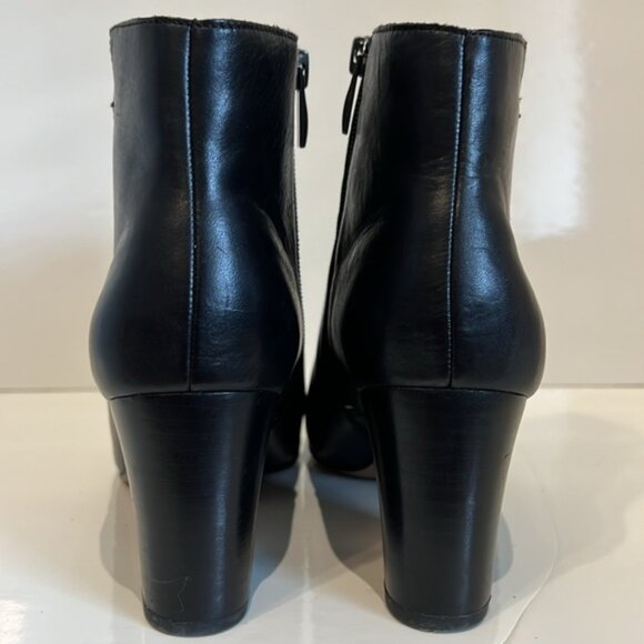 Franco Sarto Black Leather Side Zip Heeled Booties Size 8.5 - Picture 5 of 15